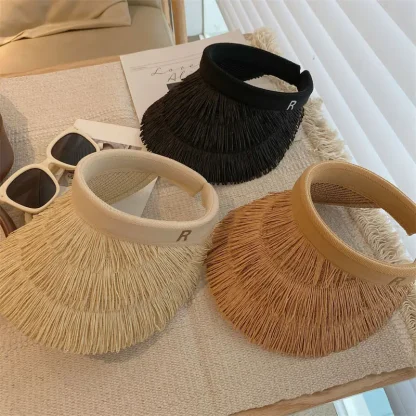 Chic Open Band Sun Visor with Fringe Design - Image 3