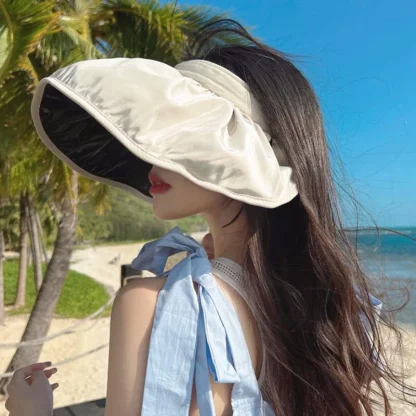 Women's Sun Visor with Wide Pleated Brim - Image 5