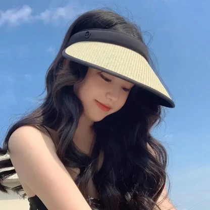 Casual Straw Sun Visor with Open Band - Image 10