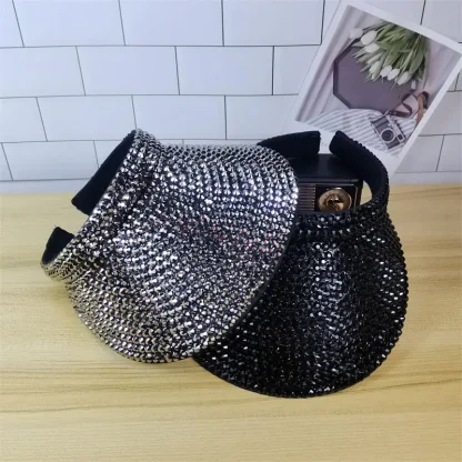 Luxury Sun Visor with Rhinestone-like Decor - Image 4