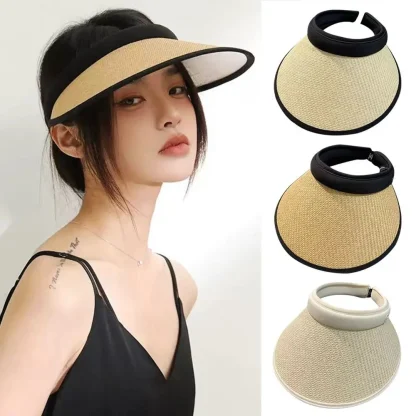 Casual Straw Sun Visor with Open Band - Image 2