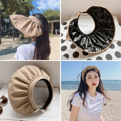 Women's Sun Visor with Wide Pleated Brim - Image 2